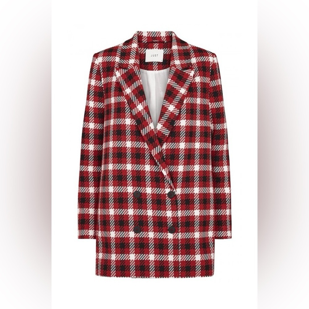 Just Female Holmes Red Check Blazer Size Medium - Picture 2 of 10